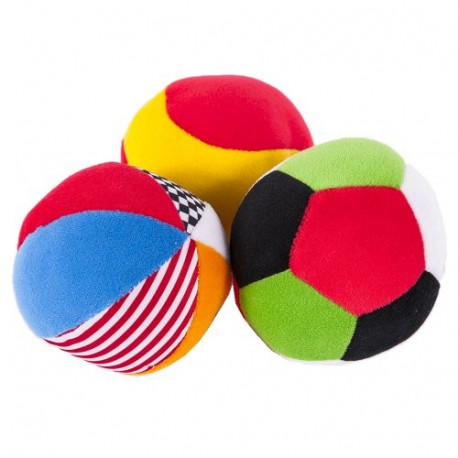 Мягкие игрушки-спортивные мячики Biba Toys 0 мес.+, 3 шт./уп. разноцветные (087BR)
