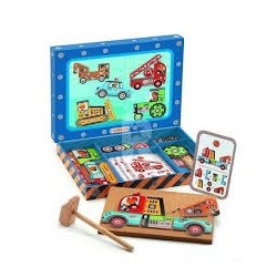 Деревянная игра - апликация с молоточком Транспорт DJECO DJ06641