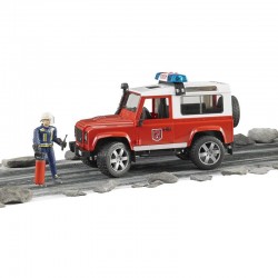 Пожарная машина Land Rover Defender + фигурка пожарного ,М1:16 (02596)