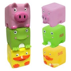 Baby Team 9051 Набор игрушек для ванной "Кубики-зверушки", 3 шт