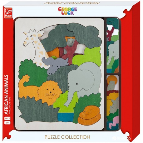 Hape Двусторонний пазл George Luck Животные Африки E6520