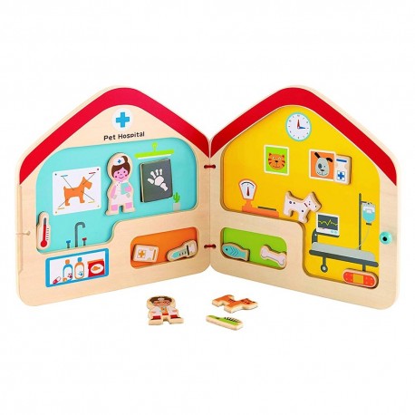 HAPE Игровой набор Деревянная книга с магнитами Ветеринар (E3016)