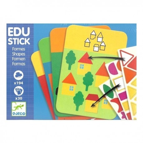 Развивающие наклейки Djeco Формы (30 карт+183 стикера) 08377